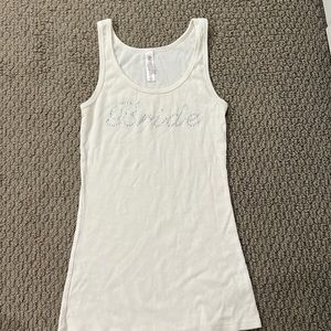 White Rhinestone Bride Tanktop